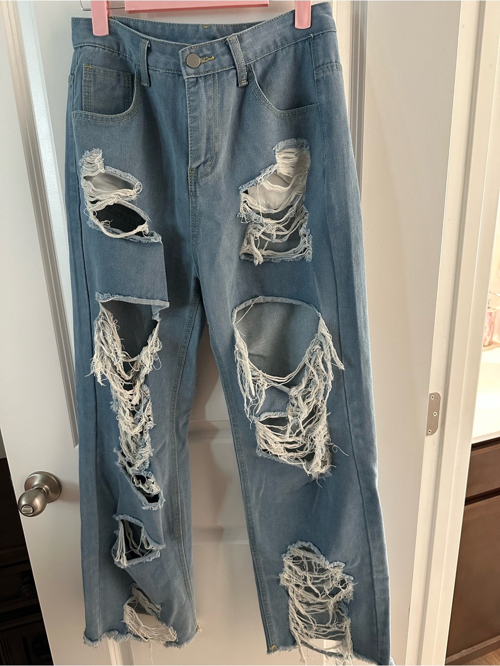 Light Blue Distressed Women's Ripped Jeans